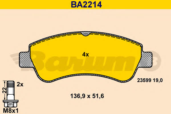 Barum BA2214 Brake Pad Set, disc brake BA2214