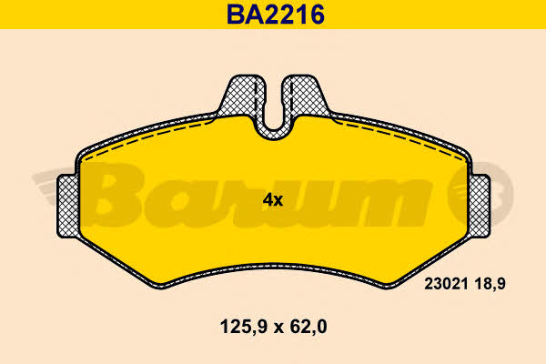 Barum BA2216 Brake Pad Set, disc brake BA2216
