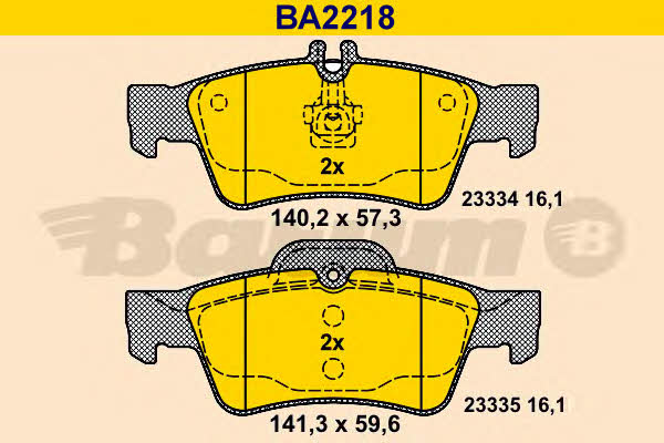 Barum BA2218 Brake Pad Set, disc brake BA2218