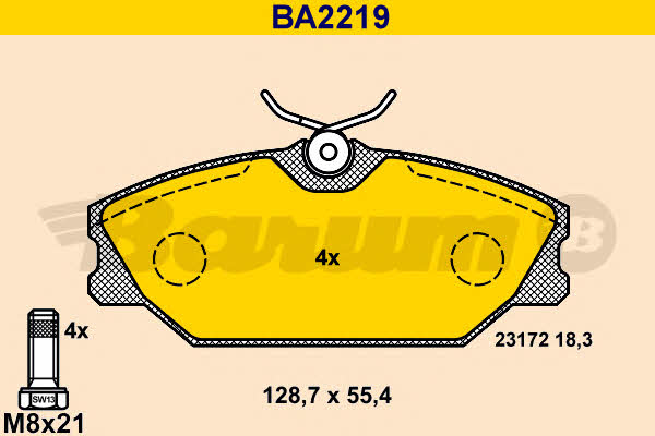 Barum BA2219 Brake Pad Set, disc brake BA2219