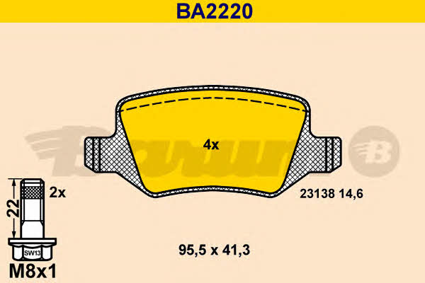 Barum BA2220 Brake Pad Set, disc brake BA2220