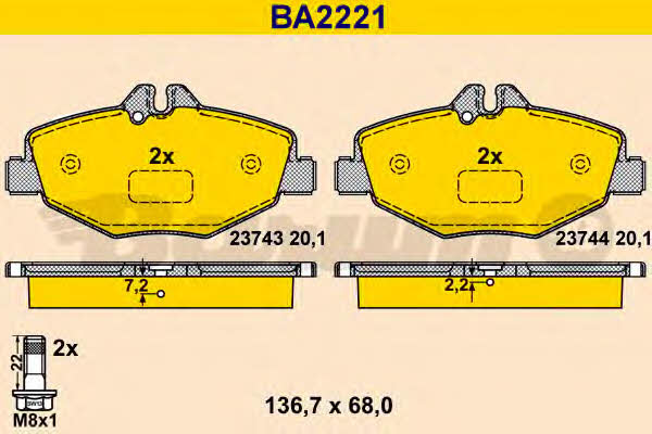 Barum BA2221 Brake Pad Set, disc brake BA2221