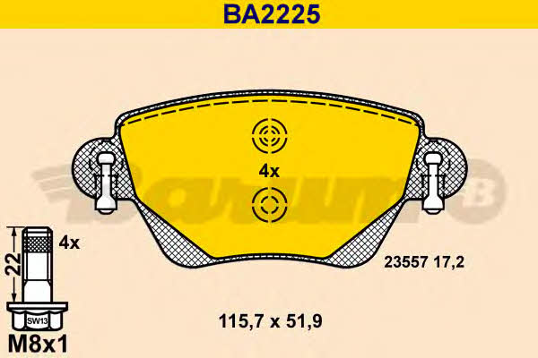 Barum BA2225 Brake Pad Set, disc brake BA2225