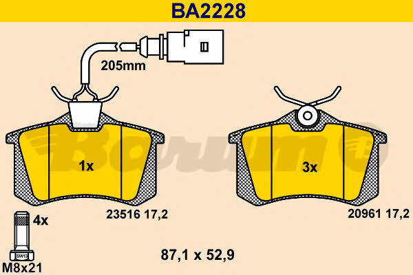 Barum BA2228 Brake Pad Set, disc brake BA2228