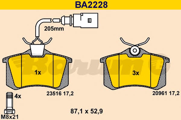 Barum BA2228 Brake Pad Set, disc brake BA2228