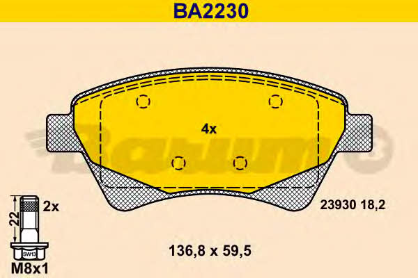 Barum BA2230 Brake Pad Set, disc brake BA2230