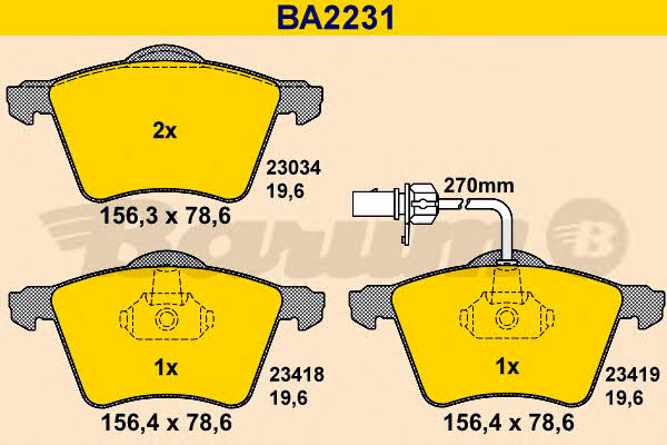 Barum BA2231 Brake Pad Set, disc brake BA2231