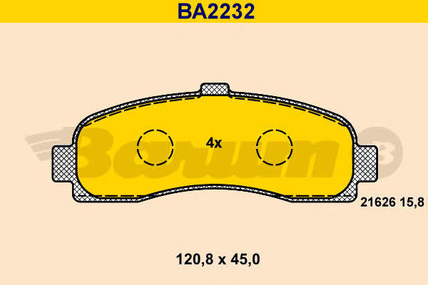 Barum BA2232 Brake Pad Set, disc brake BA2232