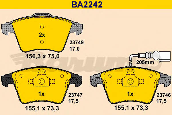 Barum BA2242 Brake Pad Set, disc brake BA2242