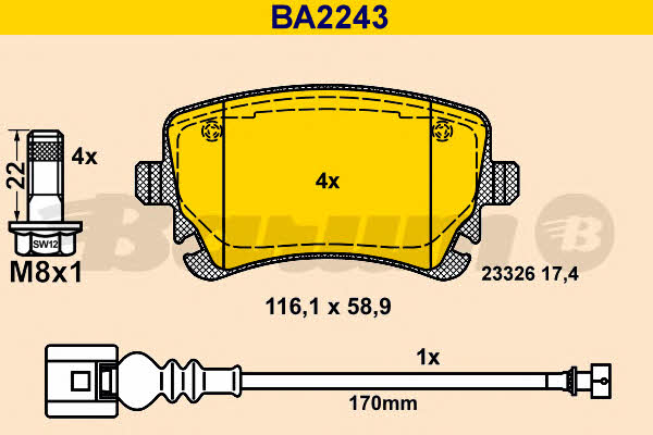 Barum BA2243 Brake Pad Set, disc brake BA2243
