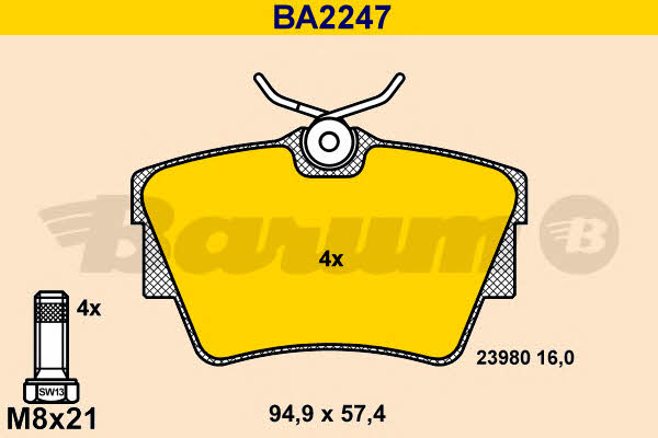 Barum BA2247 Brake Pad Set, disc brake BA2247