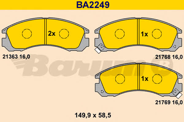 Barum BA2249 Brake Pad Set, disc brake BA2249