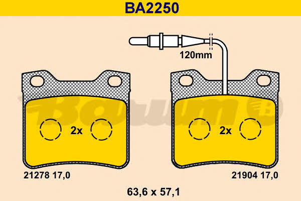 Barum BA2250 Brake Pad Set, disc brake BA2250