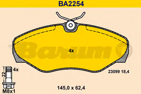 Barum BA2254 Brake Pad Set, disc brake BA2254