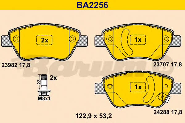 Barum BA2256 Brake Pad Set, disc brake BA2256