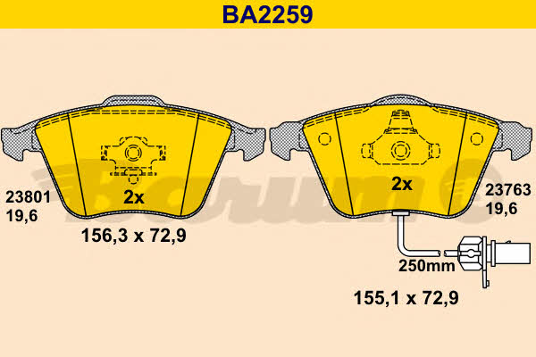 Barum BA2259 Brake Pad Set, disc brake BA2259