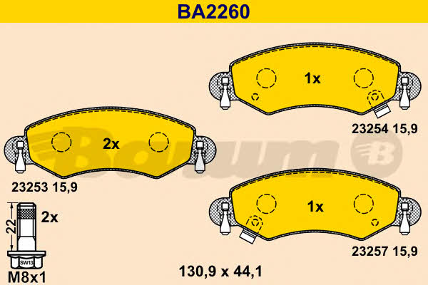 Barum BA2260 Brake Pad Set, disc brake BA2260