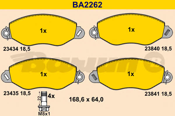 Barum BA2262 Brake Pad Set, disc brake BA2262