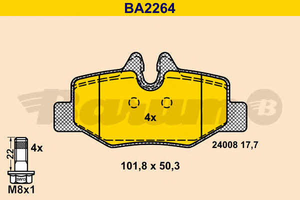 Barum BA2264 Brake Pad Set, disc brake BA2264
