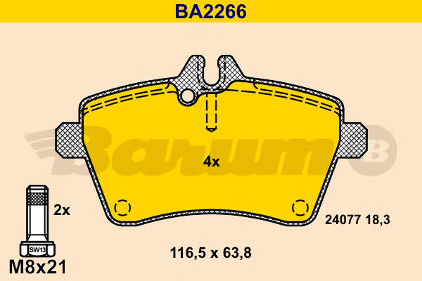 Barum BA2266 Brake Pad Set, disc brake BA2266