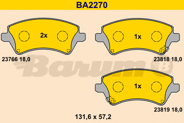 Barum BA2270 Brake Pad Set, disc brake BA2270