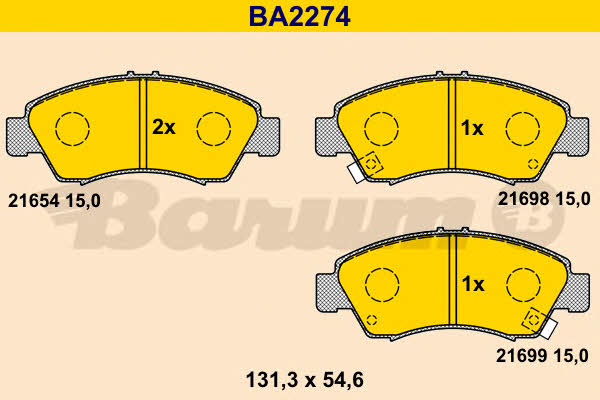 Barum BA2274 Brake Pad Set, disc brake BA2274