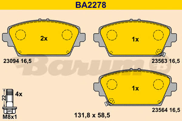 Barum BA2278 Brake Pad Set, disc brake BA2278