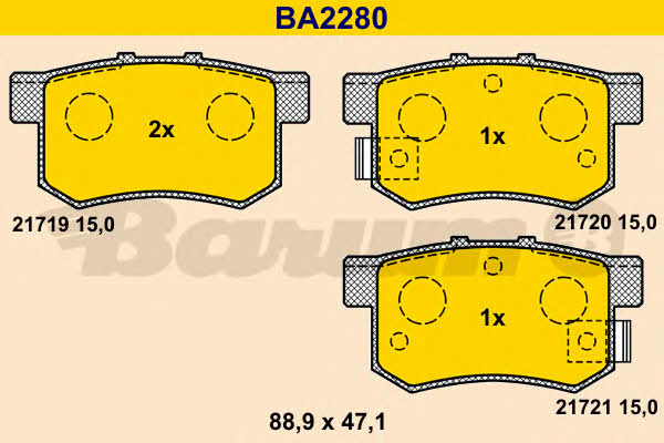 Barum BA2280 Brake Pad Set, disc brake BA2280