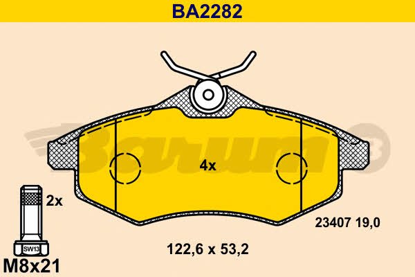 Barum BA2282 Brake Pad Set, disc brake BA2282