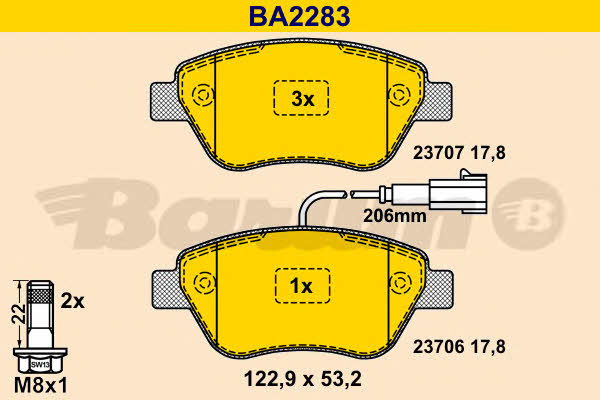 Barum BA2283 Brake Pad Set, disc brake BA2283