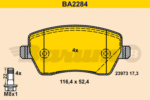 Barum BA2284 Brake Pad Set, disc brake BA2284