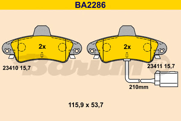 Barum BA2286 Brake Pad Set, disc brake BA2286