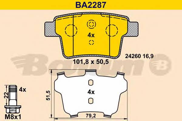 Barum BA2287 Brake Pad Set, disc brake BA2287