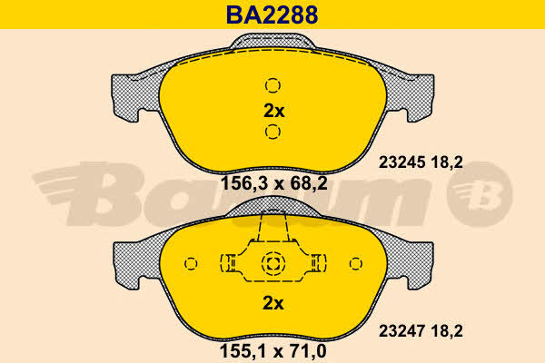 Barum BA2288 Brake Pad Set, disc brake BA2288
