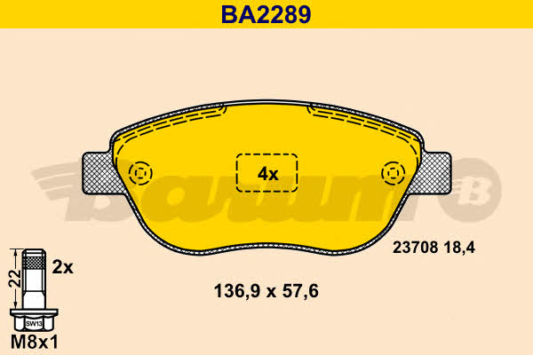Barum BA2289 Brake Pad Set, disc brake BA2289