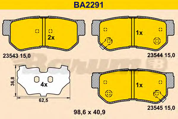 Barum BA2291 Brake Pad Set, disc brake BA2291