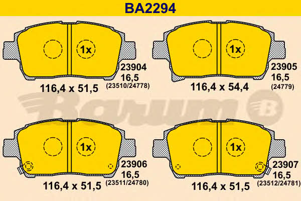 Barum BA2294 Brake Pad Set, disc brake BA2294
