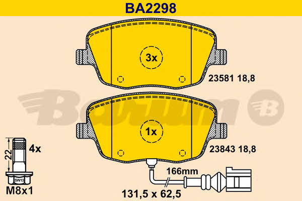 Barum BA2298 Brake Pad Set, disc brake BA2298