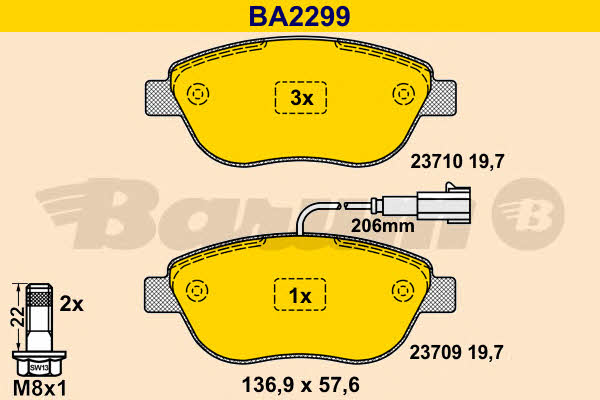 Barum BA2299 Brake Pad Set, disc brake BA2299