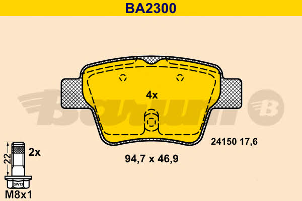 Barum BA2300 Brake Pad Set, disc brake BA2300