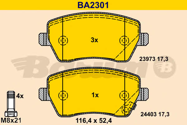 Barum BA2301 Brake Pad Set, disc brake BA2301