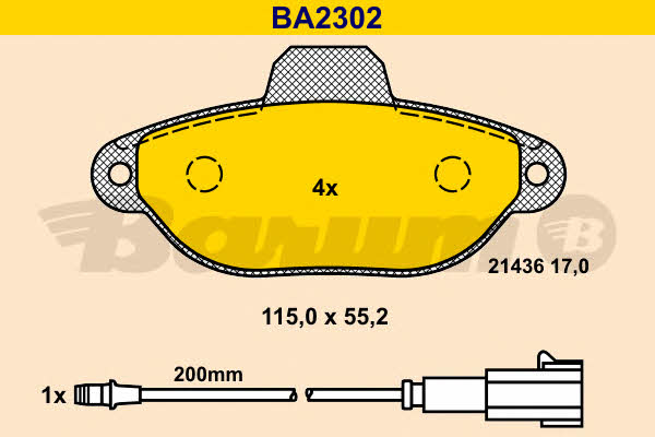Barum BA2302 Brake Pad Set, disc brake BA2302