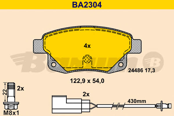 Barum BA2304 Brake Pad Set, disc brake BA2304