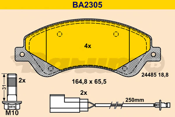 Barum BA2305 Brake Pad Set, disc brake BA2305