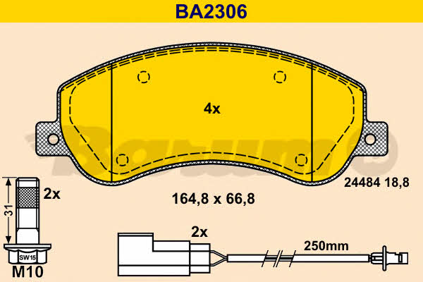 Barum BA2306 Brake Pad Set, disc brake BA2306