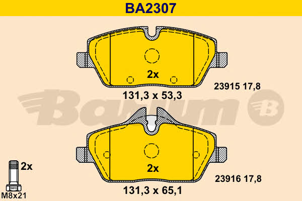 Barum BA2307 Brake Pad Set, disc brake BA2307