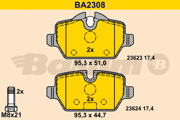 Barum BA2308 Brake Pad Set, disc brake BA2308