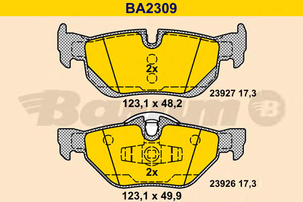 Barum BA2309 Brake Pad Set, disc brake BA2309