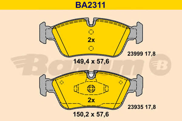 Barum BA2311 Brake Pad Set, disc brake BA2311