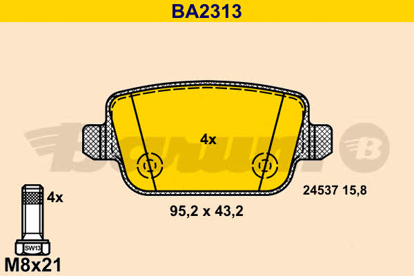 Barum BA2313 Brake Pad Set, disc brake BA2313